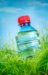 Image showing Water bottle on the grass