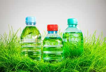 Image showing Water bottle on the grass