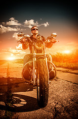 Image showing Biker on a motorcycle