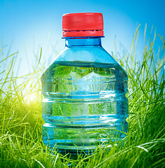 Image showing Water bottle on the grass