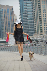 Image showing beautiful woman goes in shopping