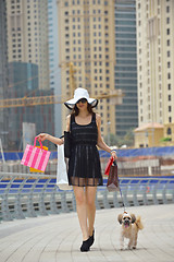 Image showing beautiful woman goes in shopping