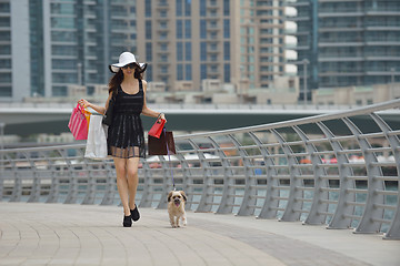 Image showing beautiful woman goes in shopping