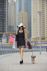 Image showing beautiful woman goes in shopping