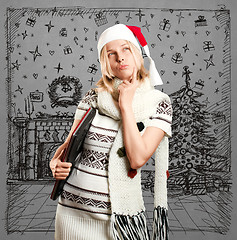 Image showing Woman Waiting For Christmas