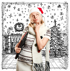 Image showing Woman Waiting For Christmas