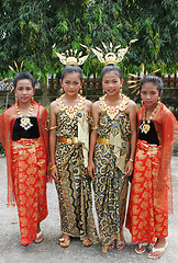 Image showing Thai girls in traditional clothing during in a parade, Phuket, T