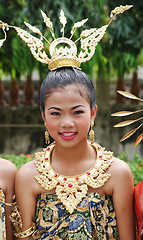 Image showing Thai girl in traditional clothing during in a parade, Phuket, Th