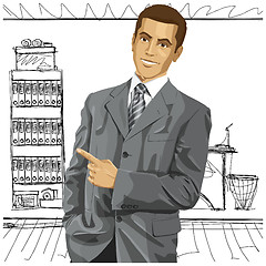 Image showing Business Man With Pointing Finger
