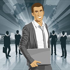 Image showing Vector Businessman With Laptop