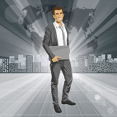 Image showing Vector Businessman With Laptop