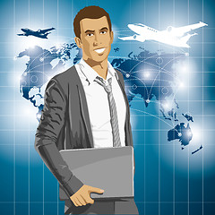 Image showing Vector Businessman With Laptop