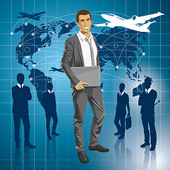 Image showing Vector Businessman With Laptop