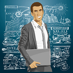 Image showing Vector Businessman With Laptop