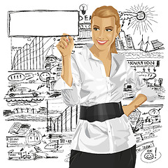 Image showing Vector Business Woman Writing Something