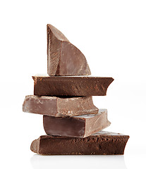 Image showing Chocolate pieces on a white background