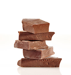 Image showing Chocolate pieces on a white background