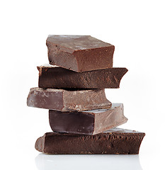 Image showing Chocolate pieces on a white background