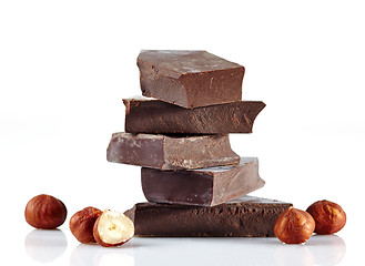 Image showing Chocolate pieces on a white background