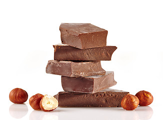 Image showing Chocolate pieces on a white background