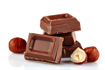 Image showing Chocolate pieces on a white background