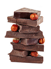 Image showing Chocolate pieces on a white background