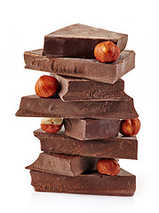 Image showing Chocolate pieces on a white background