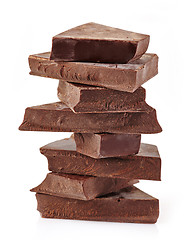 Image showing Chocolate pieces on a white background