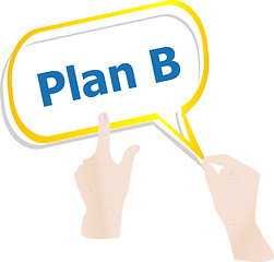 Image showing hands holding abstract cloud with plan b word