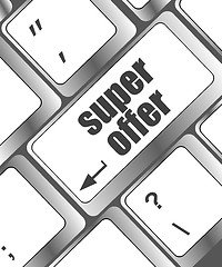 Image showing Super offer text on laptop computer keyboard