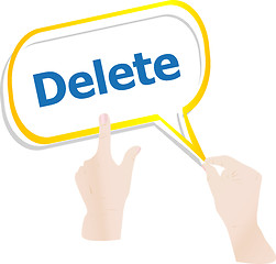 Image showing hands holding abstract cloud with delete word