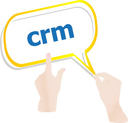 Image showing hands push crm word on speech bubbles