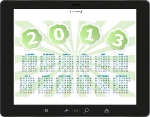 Image showing Calendar for 2013 in tablet PC isolated on white background