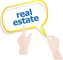 Image showing hands holding abstract cloud with real estate word