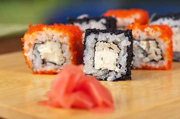 Image showing tobico sushi rolls