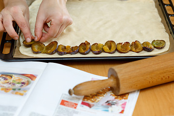 Image showing preparing, baking plum cake