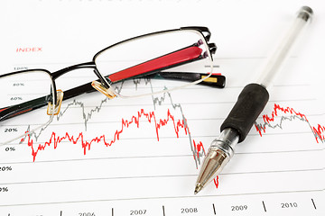 Image showing business graph with glasses in the background