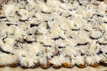 Image showing detail of plum cake in plate