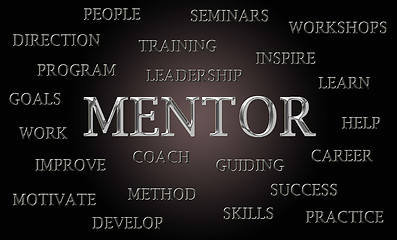 Image showing Luxury mentor word cloud written with chrome letters
