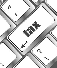 Image showing tax word on laptop keyboard key, business concept
