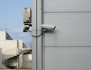 Image showing A CCTV camera at the corner of the building