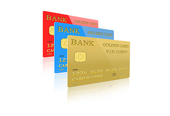 Image showing three credit cards isolated on white background