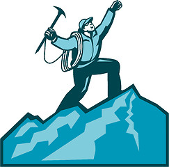 Image showing Mountain Climber Summit Retro