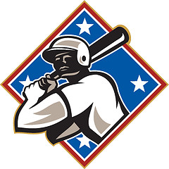 Image showing Baseball Hitter Bat Diamond Retro