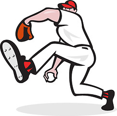 Image showing Baseball Pitcher Throwing Ball Cartoon