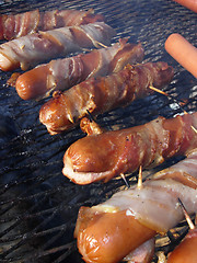 Image showing Sausage in bacon