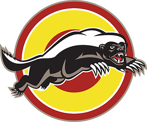 Image showing Honey Badger Mascot Leaping Circle