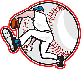 Image showing Baseball Pitcher Throw Ball Cartoon