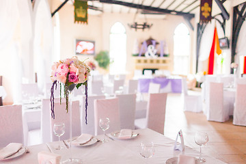 Image showing Tables decorated with flowers