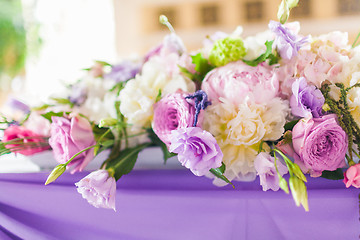 Image showing Tables decorated with flowers